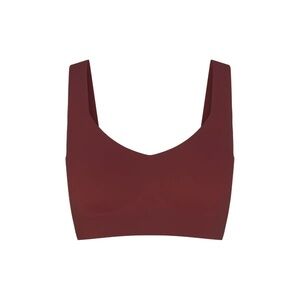 SKIMS Naked Plunge Wireless Longline Bra in oxblood NEW with tags size large